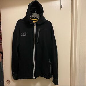 Cat Caterpillar Mens Black Work Jacket 3XL 58” H20 Water Resistant Full Zip